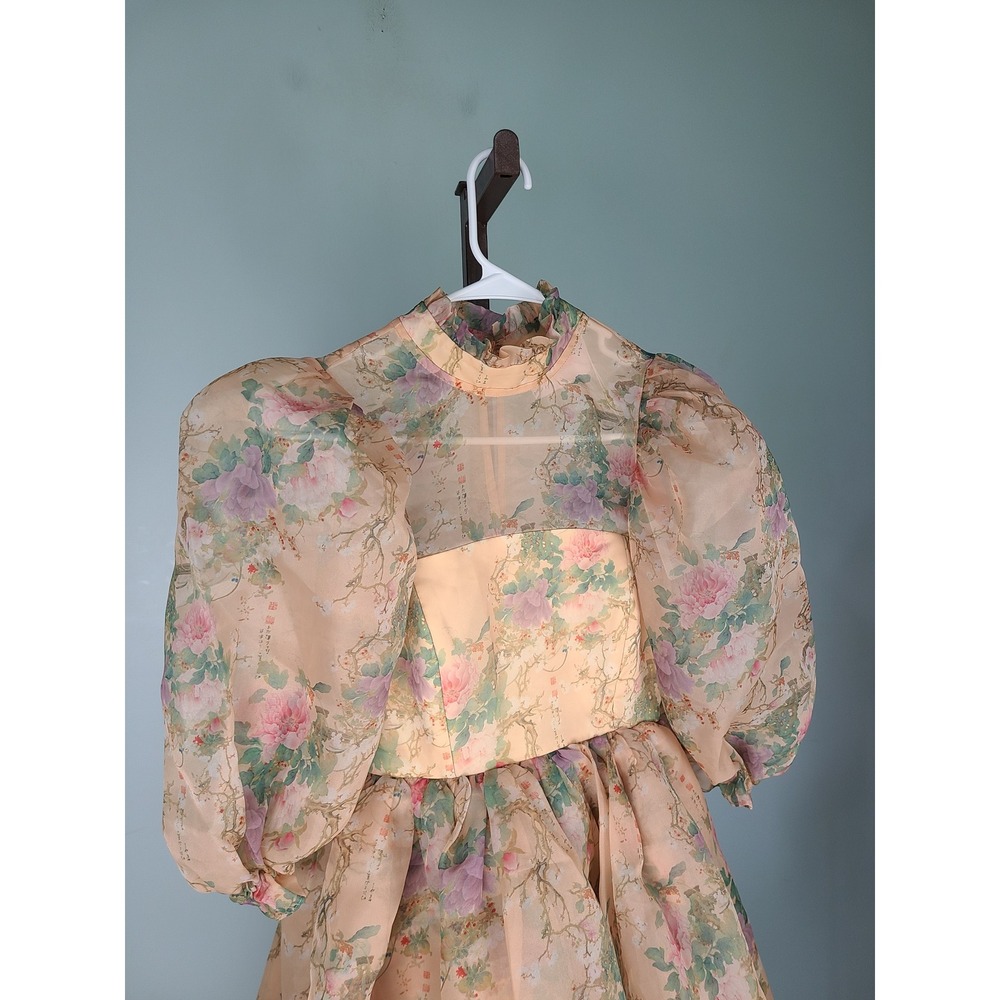 Selkie Sz XXS‎ Royal Puff Mini Dress Floral Cherry Blossom Coquette - Picture 3 of 6